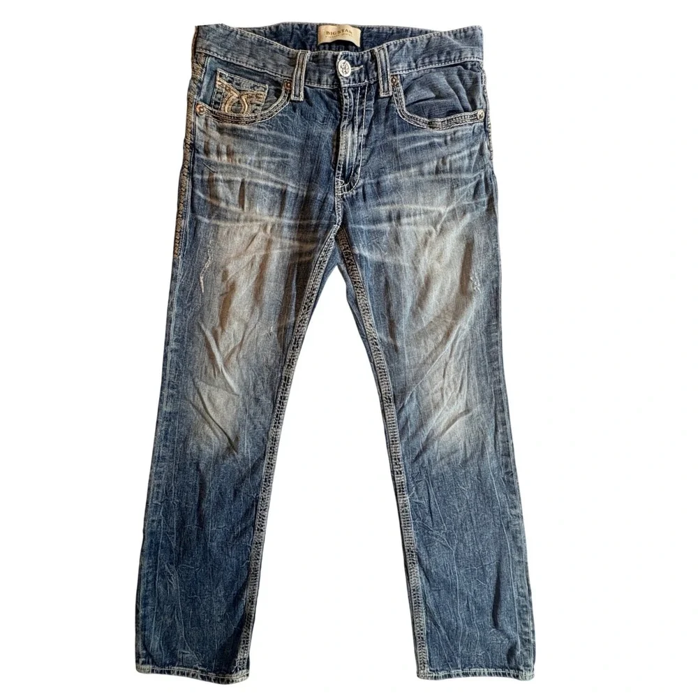 Big Star Pioneer Straight Leg Jeans Mens 34R Buckle Exclusive Medium Wash Blue